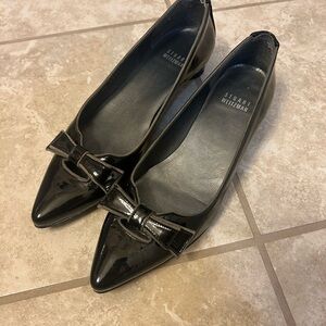 Stuart Weitzman Black Patent Leather Flats with Bow